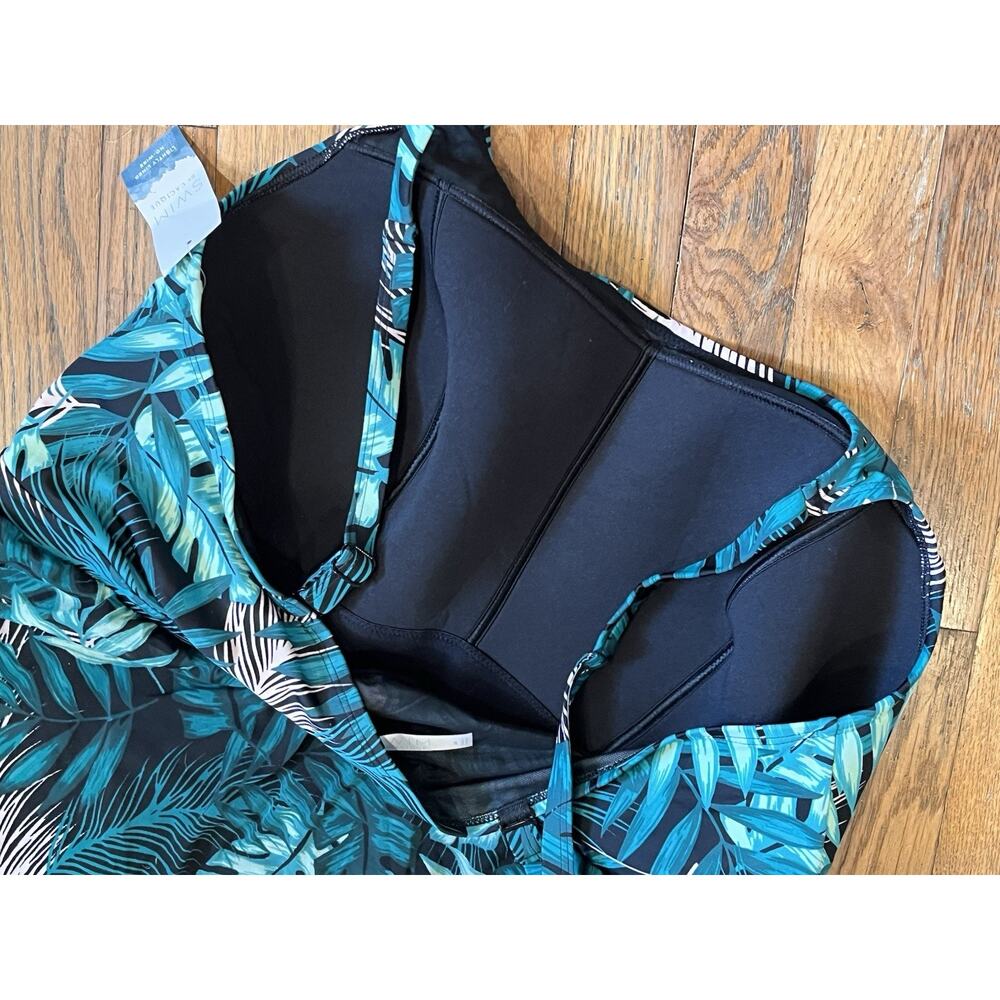 Cacique Blue Leaf Print One Piece Swimsuit - Picture 11 of 14